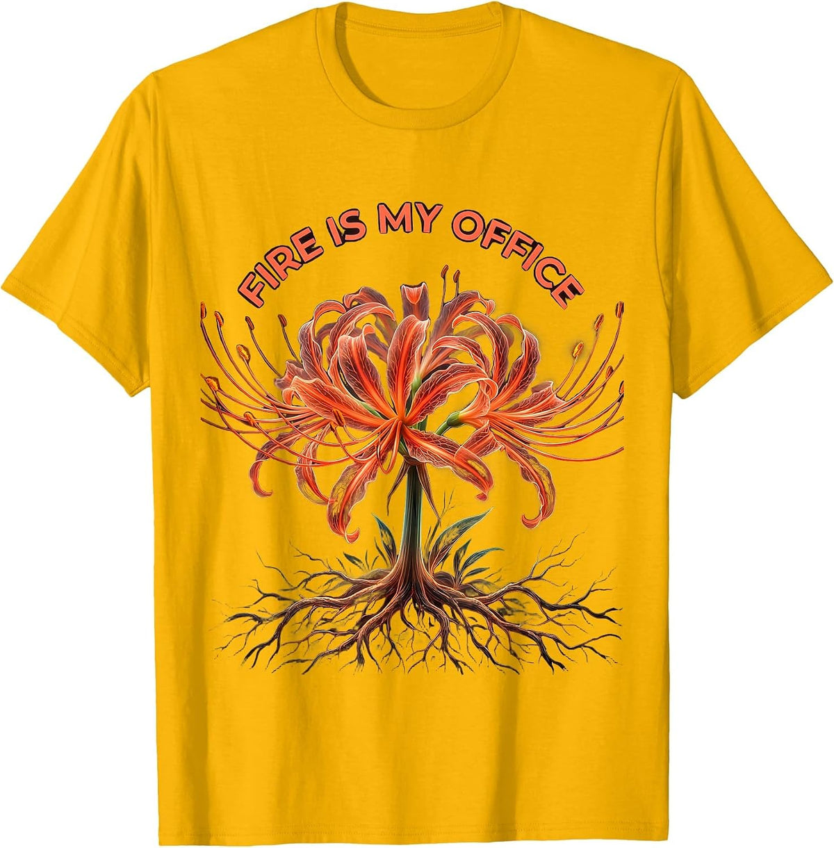 Fire Is My Office Firefighter Graphic Design T-Shirt - Golden Yellow