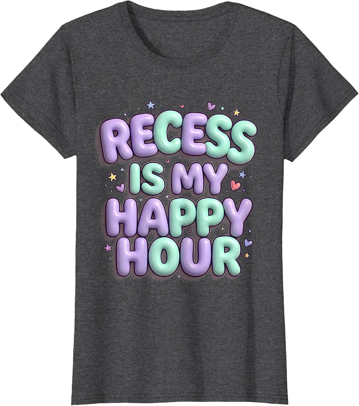 Women's Recess Is My Happy Hour Third Grade Teacher T-Shirt - Dark Heather Grey