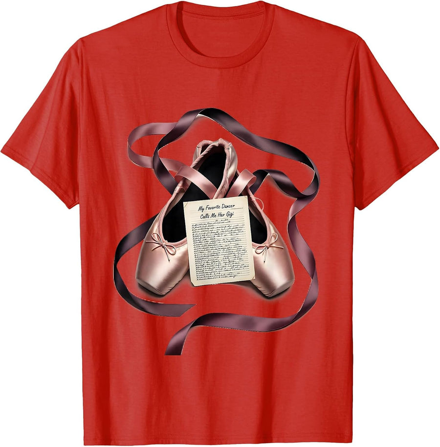 Men's My Favorite Dancer Calls Me Her Gigi Balletcore Grandma Gift T-Shirt - Red