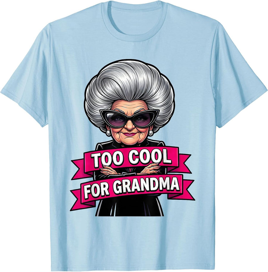 Men's Too Cool For Grandma Funny Gigi Design T-Shirt - Baby Blue