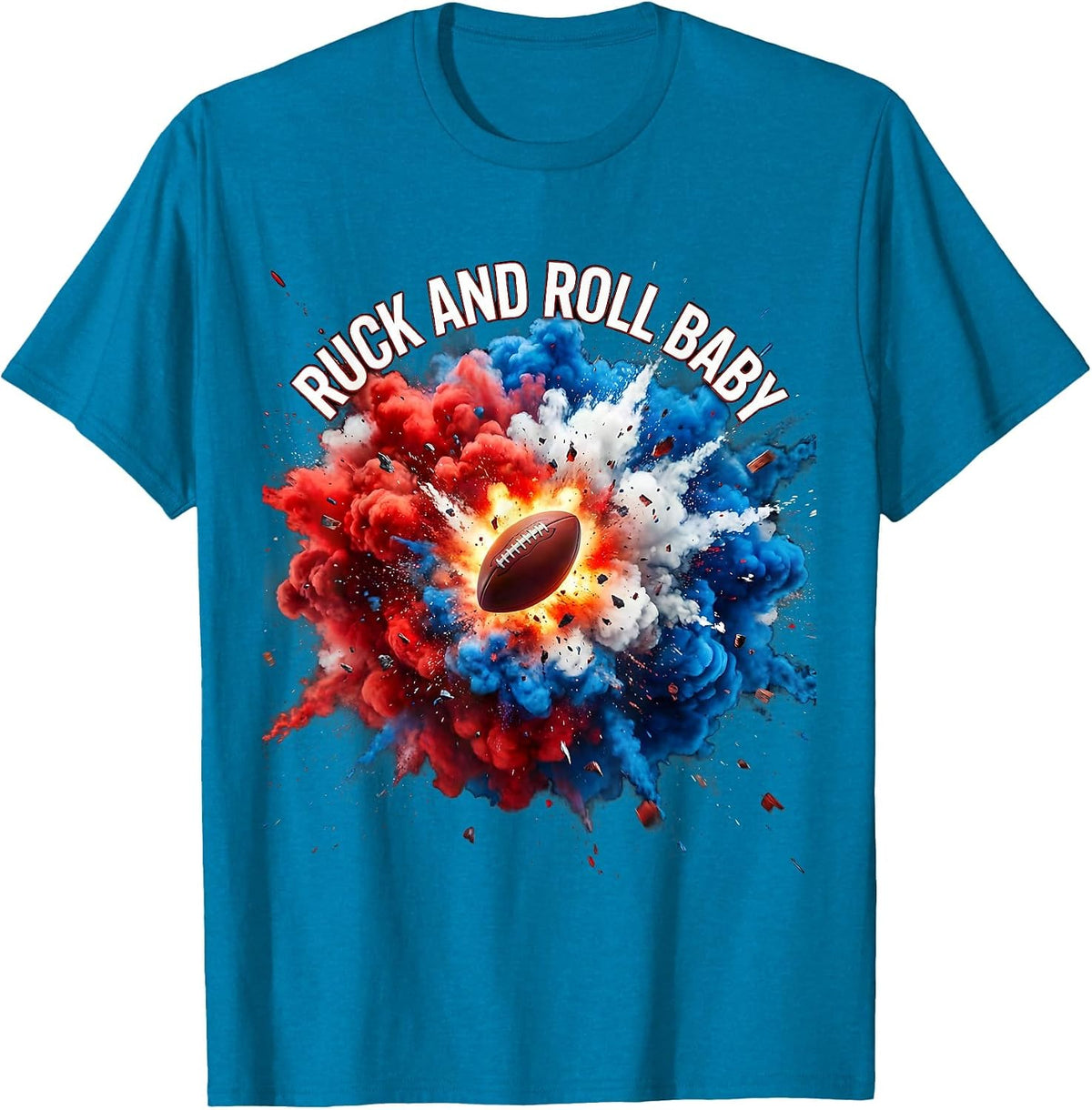 Ruck and Roll Baby Rugby Graphic Design T-Shirt - Sapphire Blue