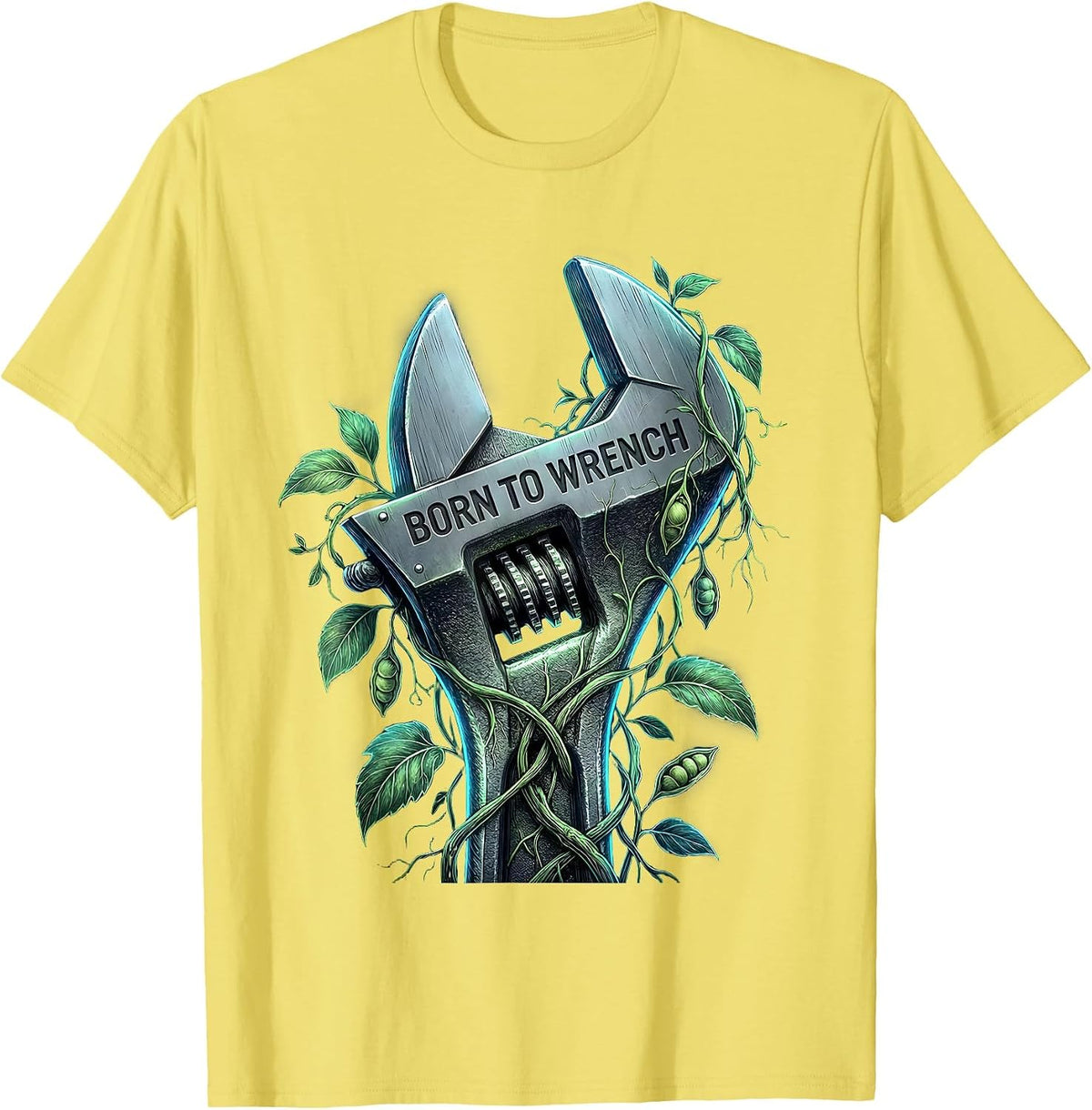 Men's Born to Wrench Valley Forge Automotive Design T-Shirt - Lemon Yellow