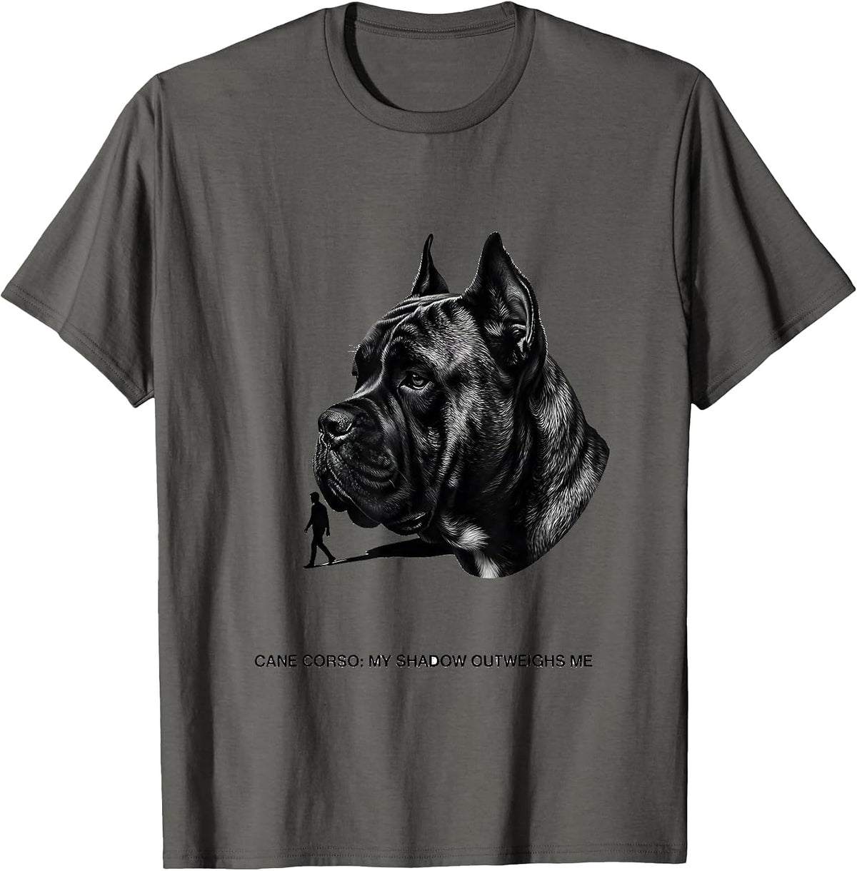 Cane Corso My Shadow Outweighs Me Funny Dog Lover Gift T-Shirt - Asphalt Grey