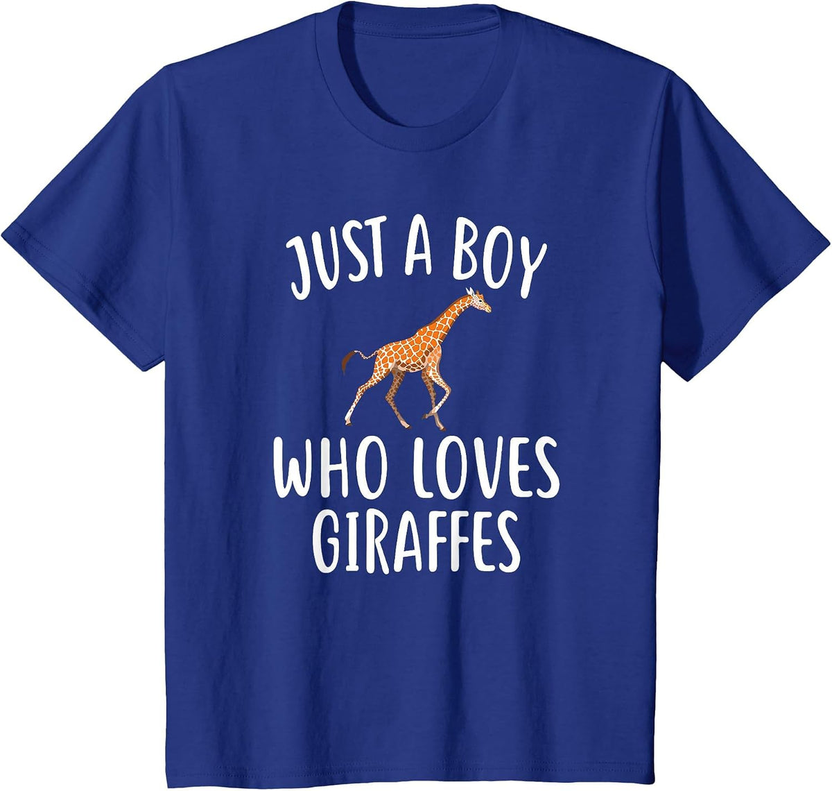 Just A Boy who Loves Giraffes T-Shirt Funny Giraffe Tee T-Shirt - Royal Blue