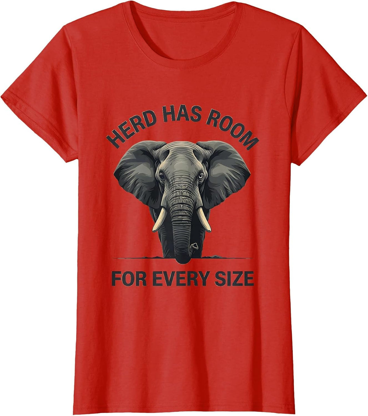 Women's Herd Has Room For Every Size Whimsical Elephant Lover Animal T-Shirt - Red