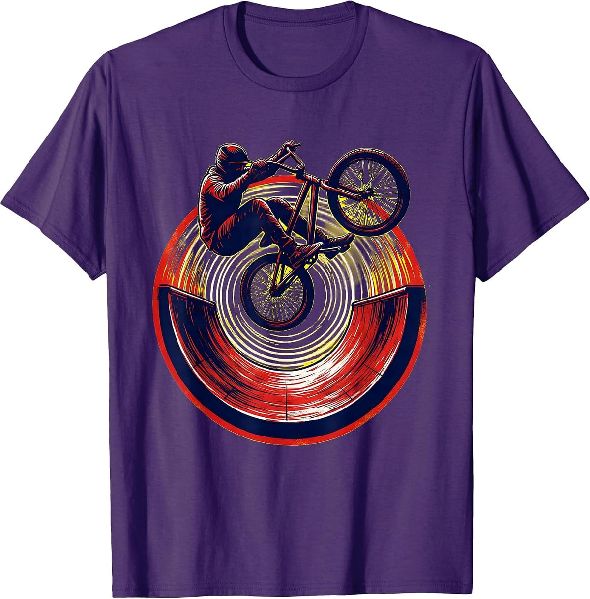 BMX 360 Half-Pipe Trick Rider Graphic T-Shirt - Purple