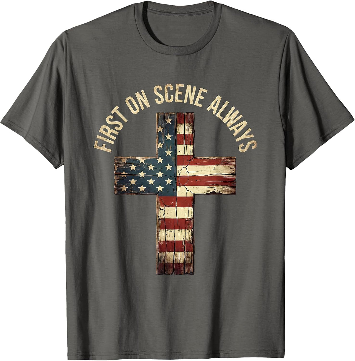 Men's First On Scene Always EMT Responder Design T-Shirt - Asphalt Grey