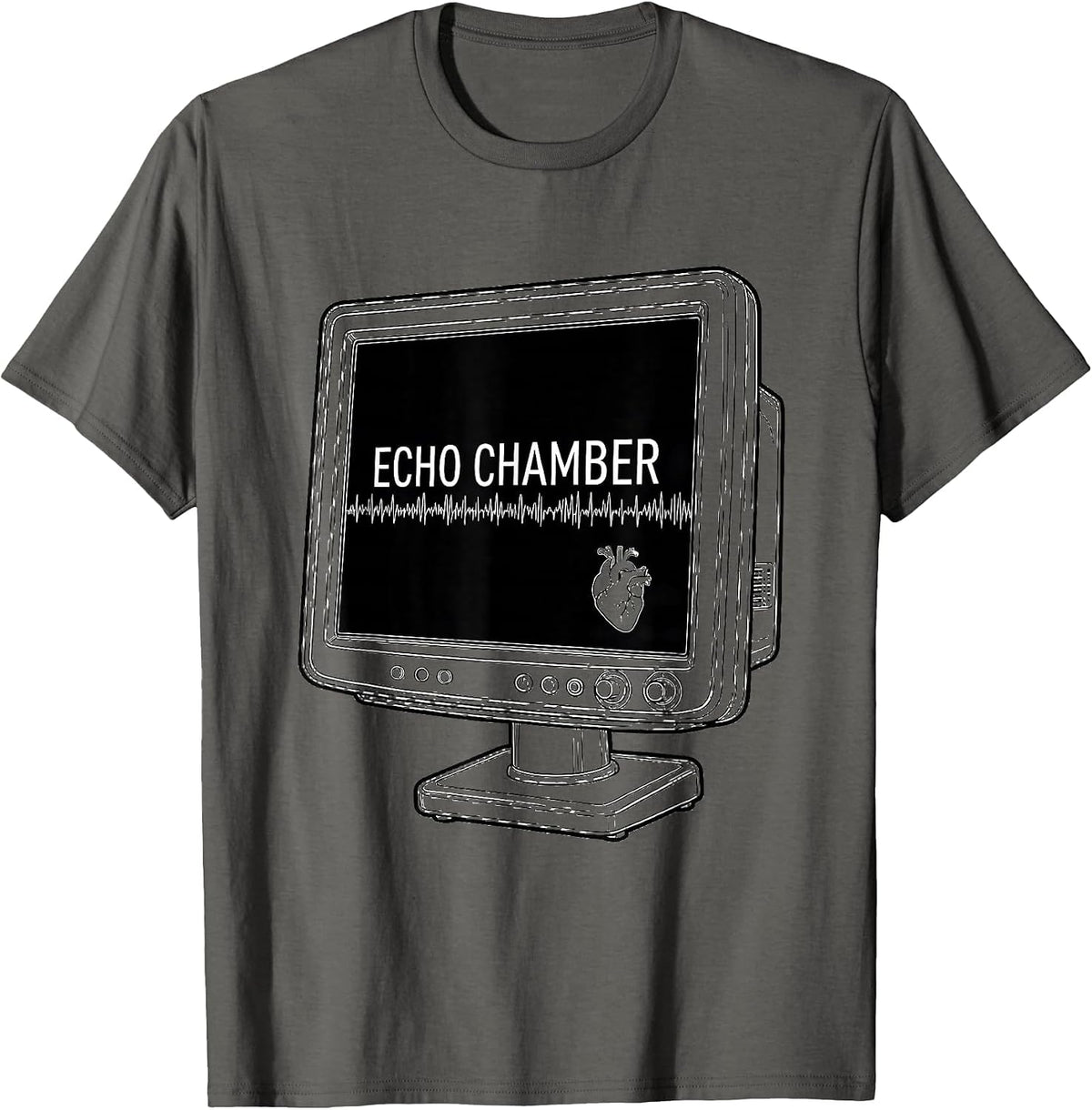 Men's Echo Chamber Funny Sonographer Ultrasound Tech Humor T-Shirt - Asphalt Grey