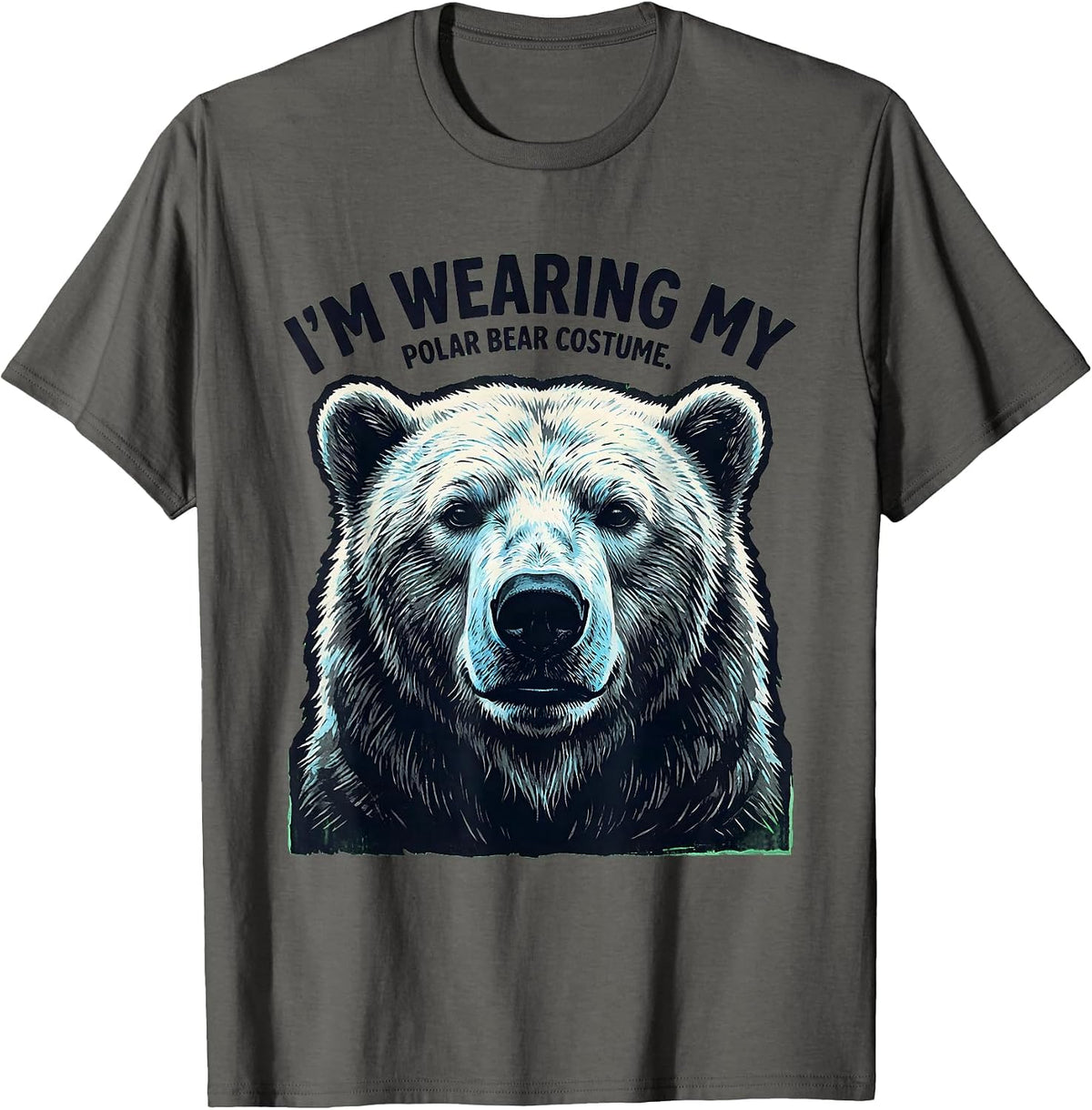 Men's I'm Wearing My Polar Bear Costume Funny Halloween Animal T-Shirt - Asphalt Grey