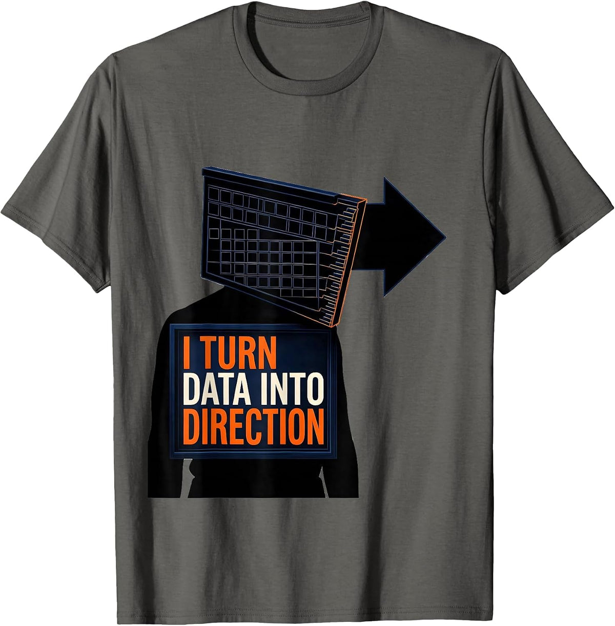 Men's I Turn Data Into Direction Editorial Conceptual Special T-Shirt - Asphalt Grey
