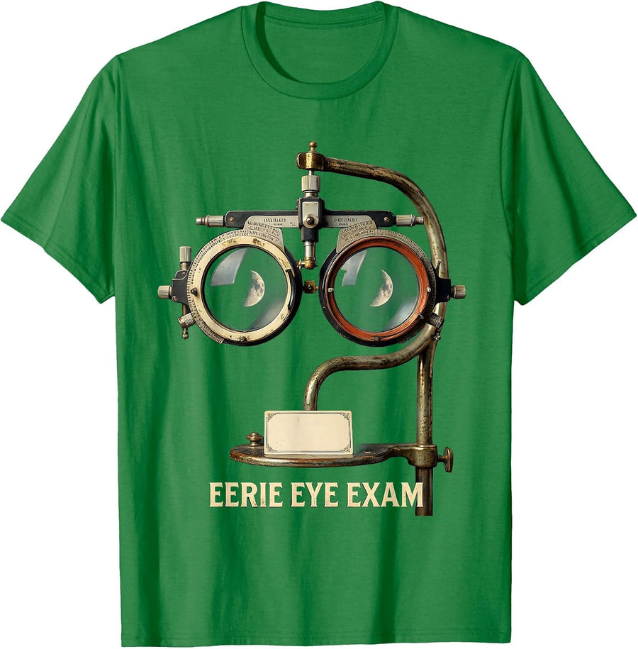 Men's Eerie Eye Exam Vintage Halloween Optometrist Eye Doctor T-Shirt - Kelly Green