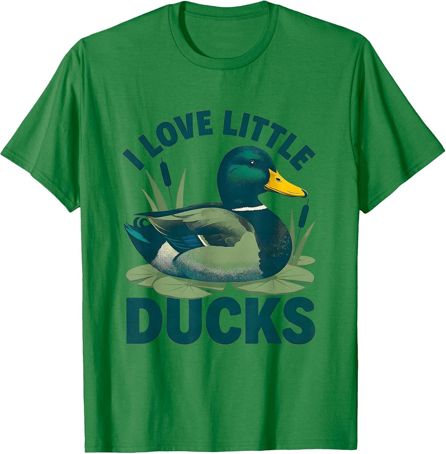 Men's I Love Little Ducks Cute Cottagecore Nature Lover Duck T-Shirt - Kelly Green
