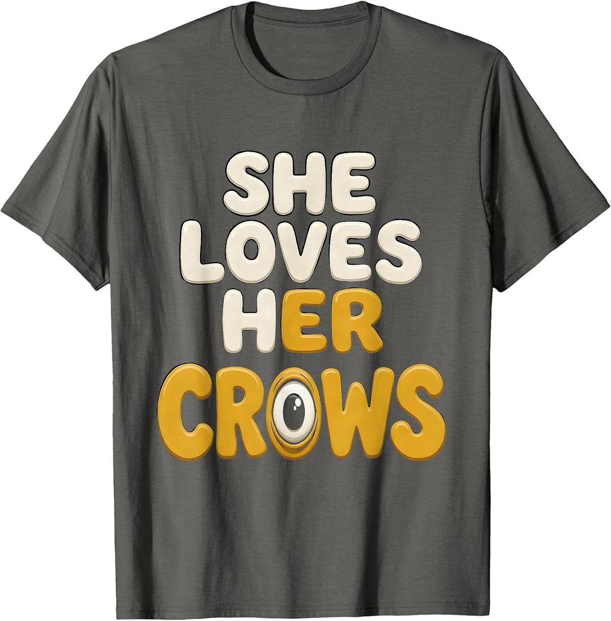 She Loves Her Crows Bird Lover Design T-Shirt - Asphalt Grey