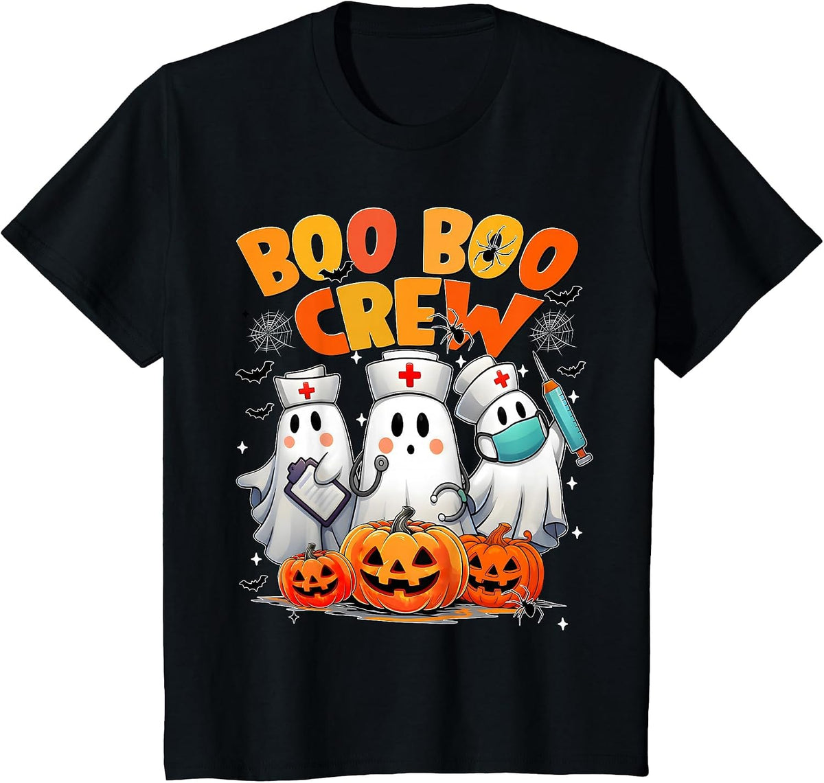 Boo Boo Crew Nurse Ghost Halloween Costumes Men Women T-Shirt - Black
