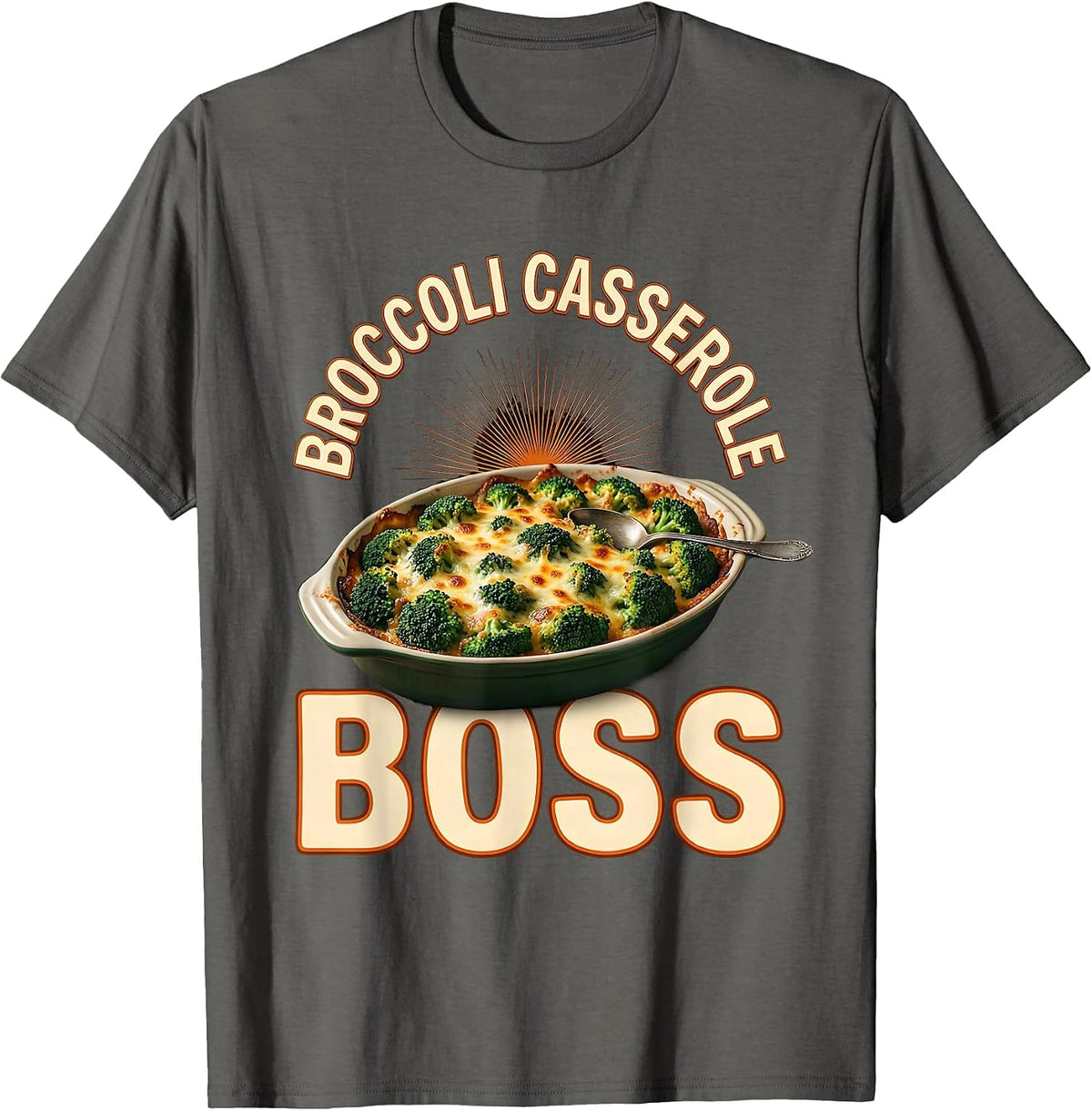 Broccoli Casserole Boss Bootleg 90's Rap Rock Vintage Funny T-Shirt - Asphalt Grey
