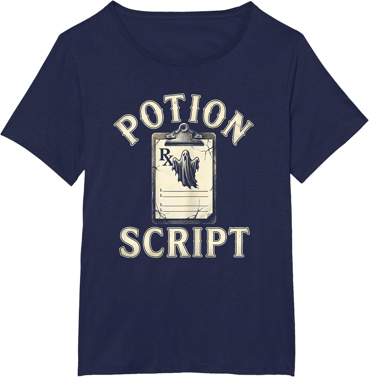 Women's Potionscript Funny Pharmacy Halloween Pharmacist Tech Crew T-Shirt - Navy Blue