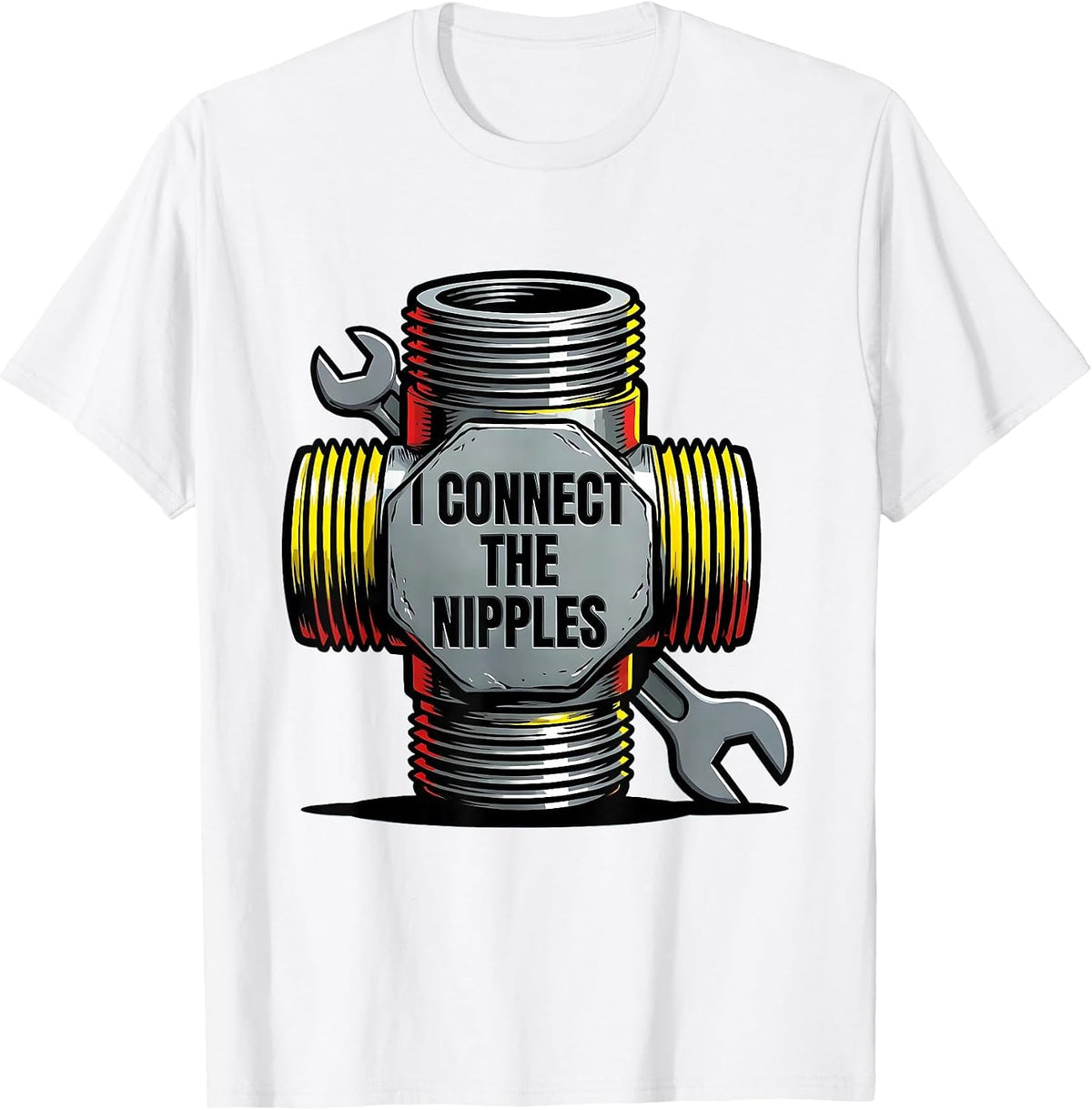 Men's I Connect The Nipples Funny Plumber Pipefitter Occupation T-Shirt - White
