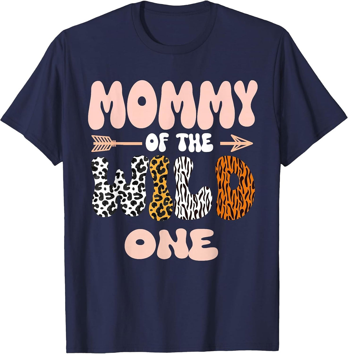 Mommy of The Wild One Birthday Girl Family Party Decor Meme T-Shirt - Navy Blue
