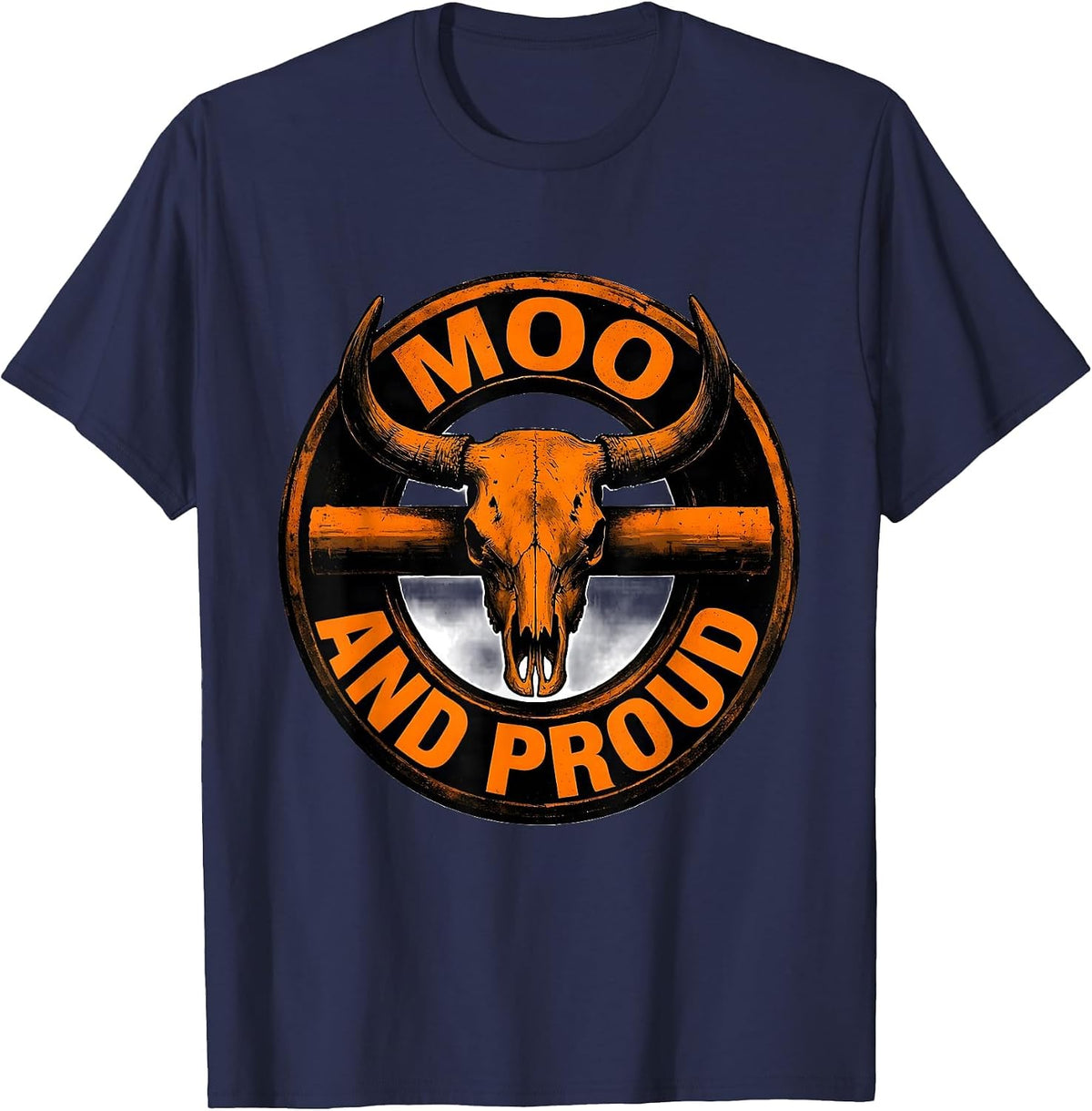 Moo and Proud Cow Lover Graphic Design T-Shirt - Navy Blue