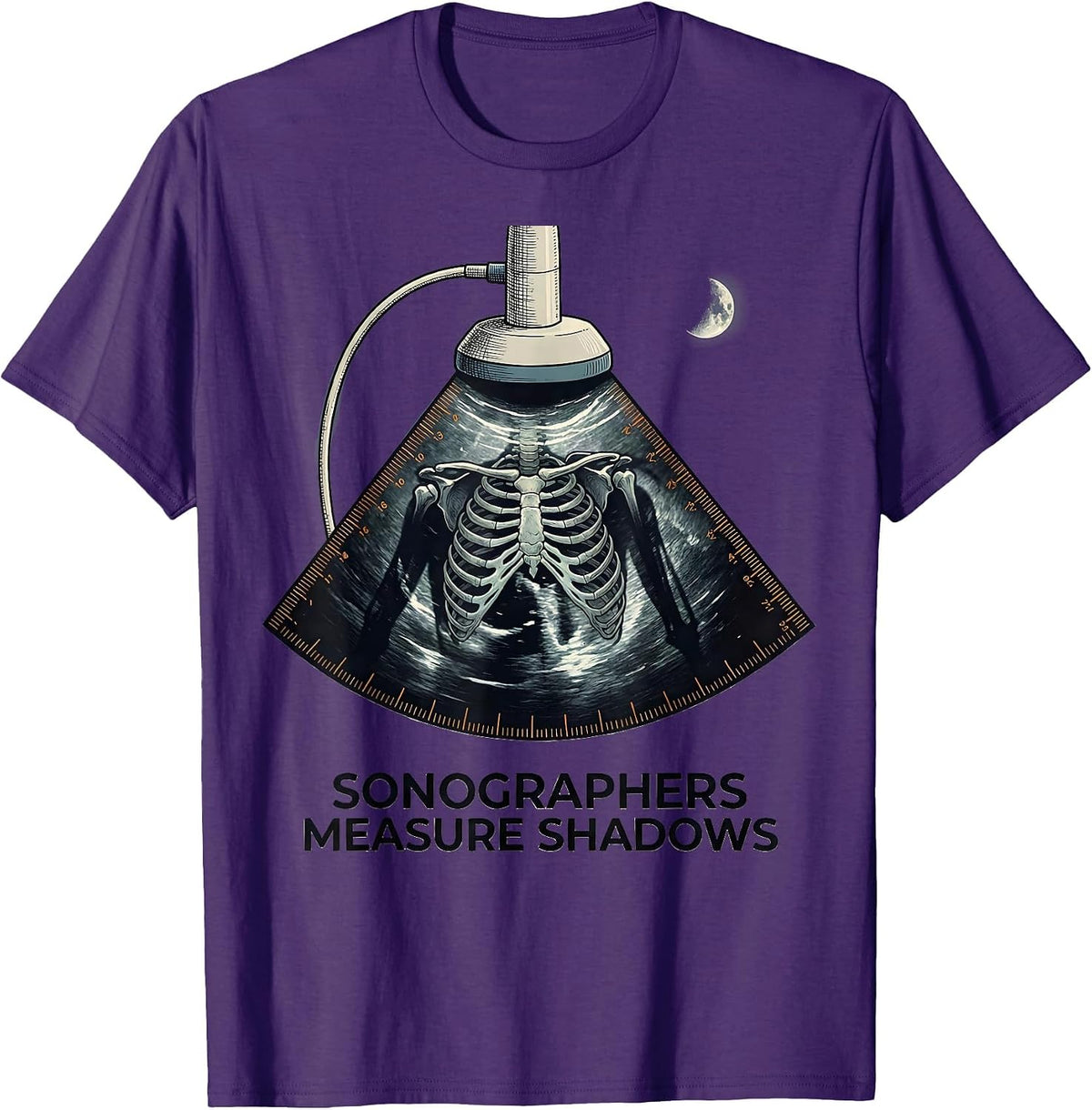 Sonographers Measure Shadows Funny Radiology Tech Halloween T-Shirt - Purple