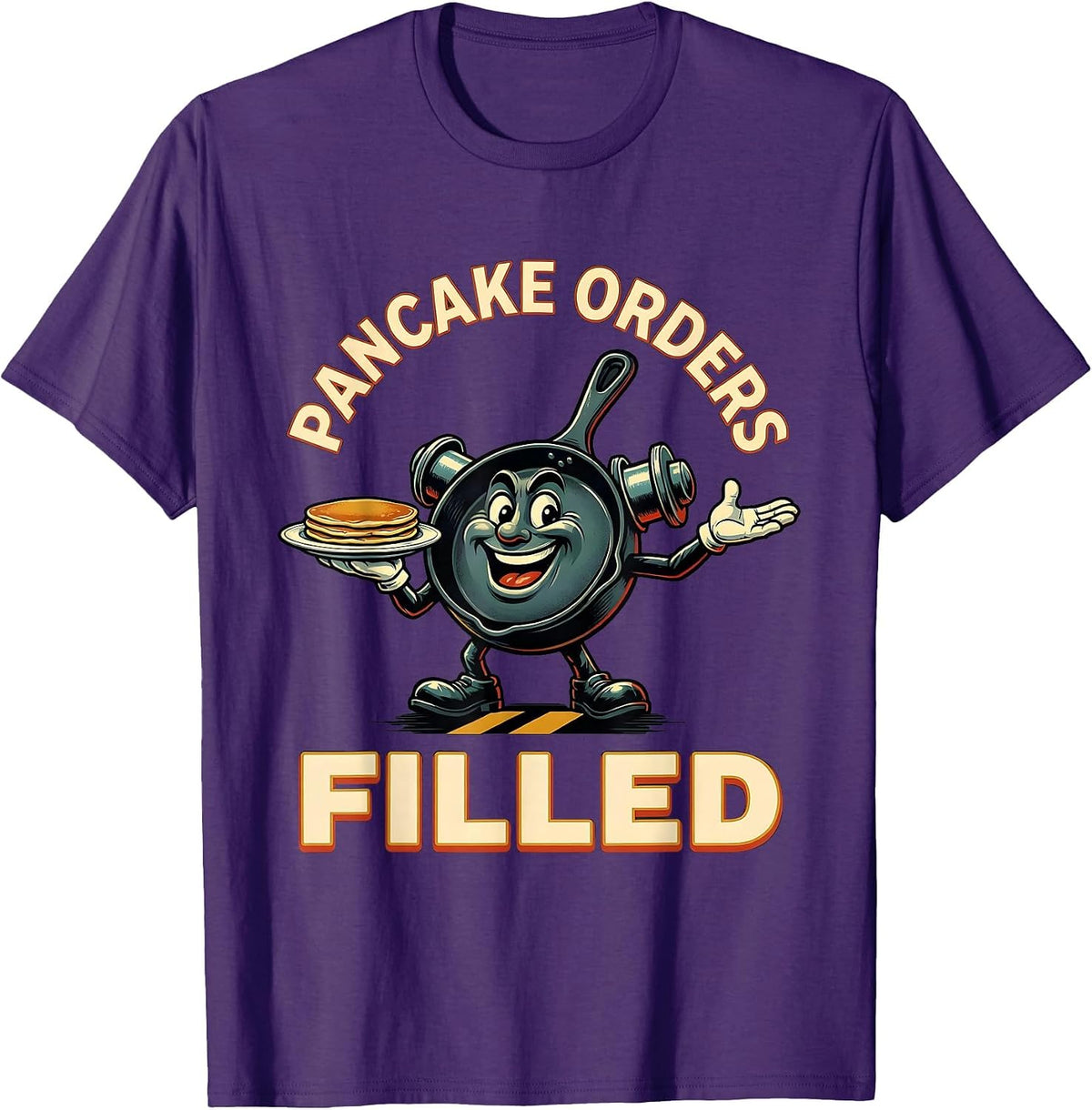 Pancake Orders Filled Retro Football Lineman Humor Gift T-Shirt - Purple