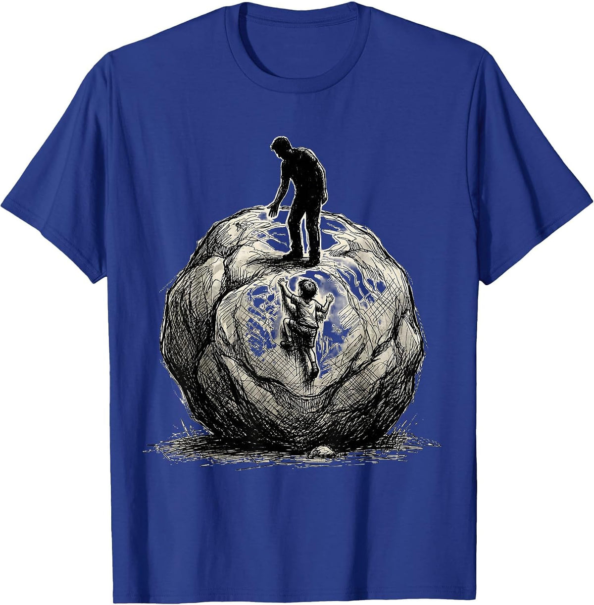 Boy Mom Boulder Climbing Silhouette Design T-Shirt - Royal Blue