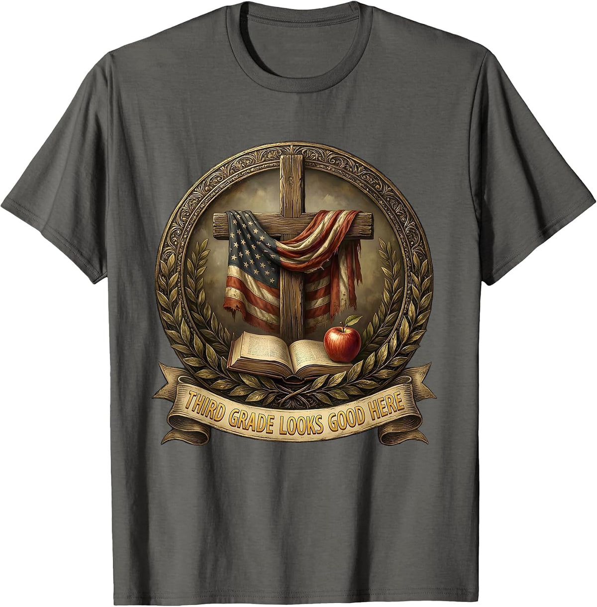 Men's Third Grade Looks Good on Me Teacher Design T-Shirt - Asphalt Grey