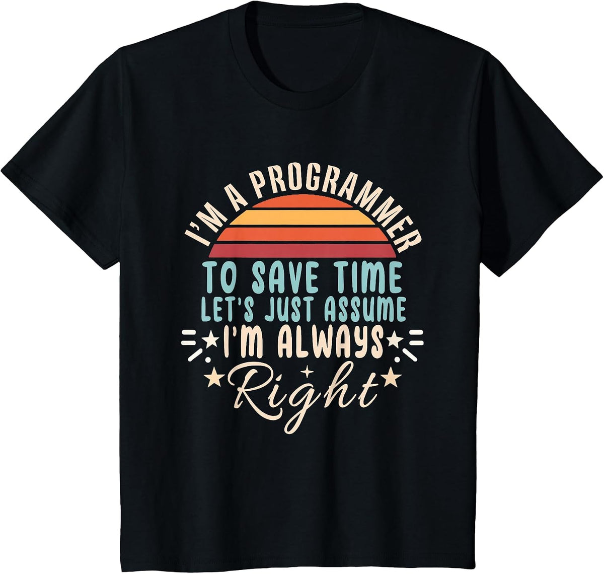 I'm A Programmer Let's Just Assume I'm Always Right Funny T-Shirt - Black