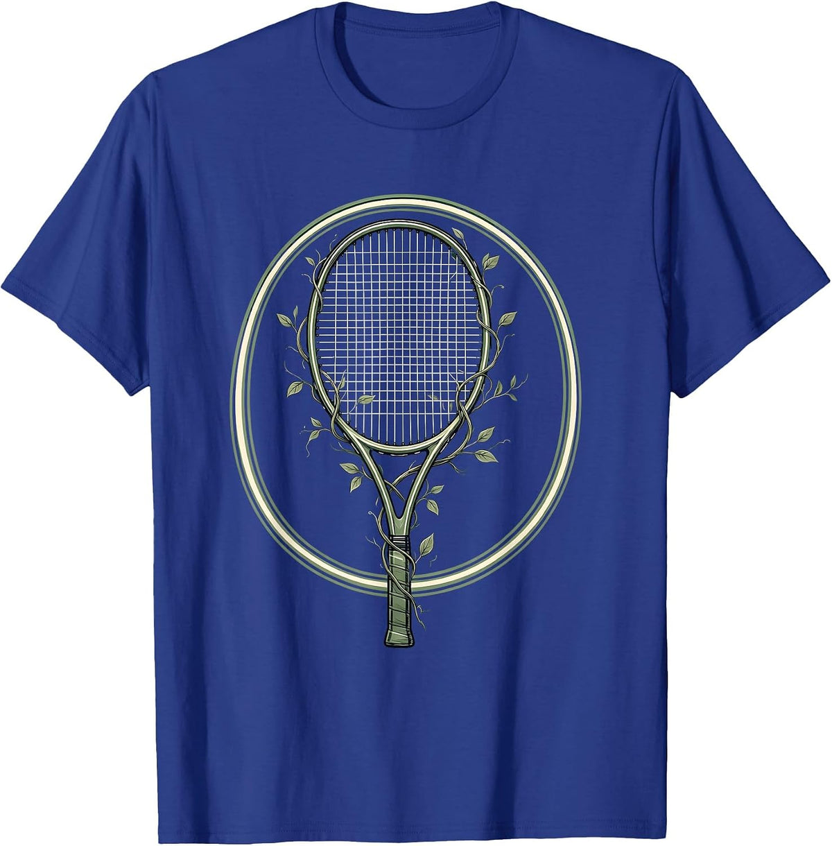 Men's Wild Vines Tennis Racket Overgrown Nature Art T-Shirt - Royal Blue