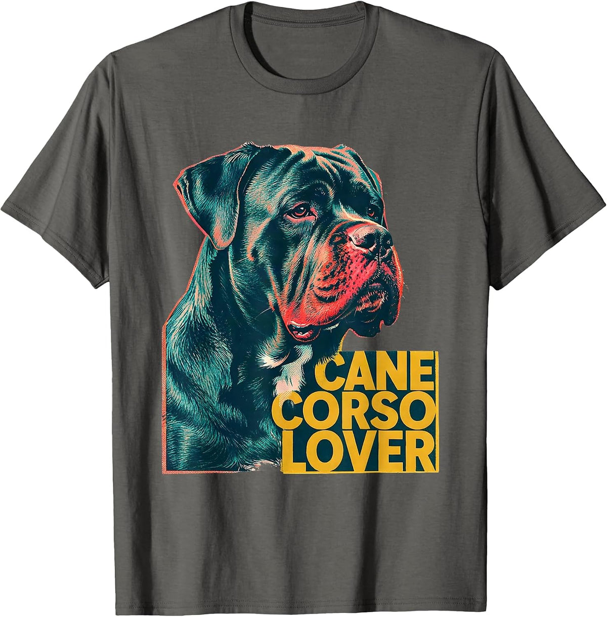 Cane Corso Lover Risograph Dog Owner Pride Gift T-Shirt - Asphalt Grey