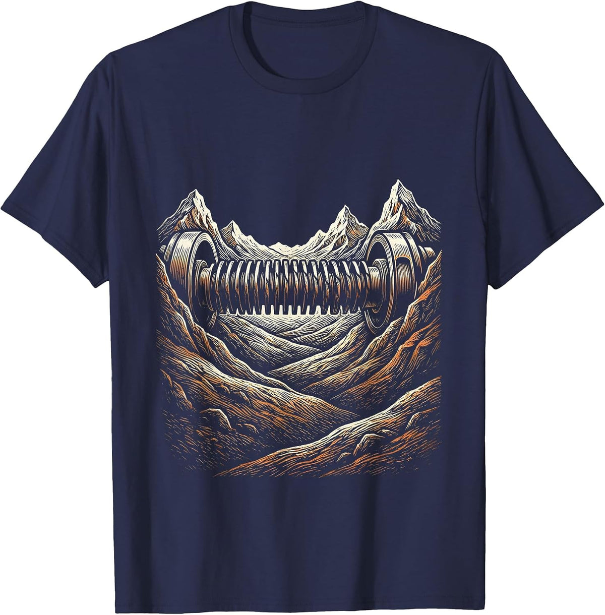 Men's Valley Forge Automotive Camshaft Silhouette Design T-Shirt - Navy Blue