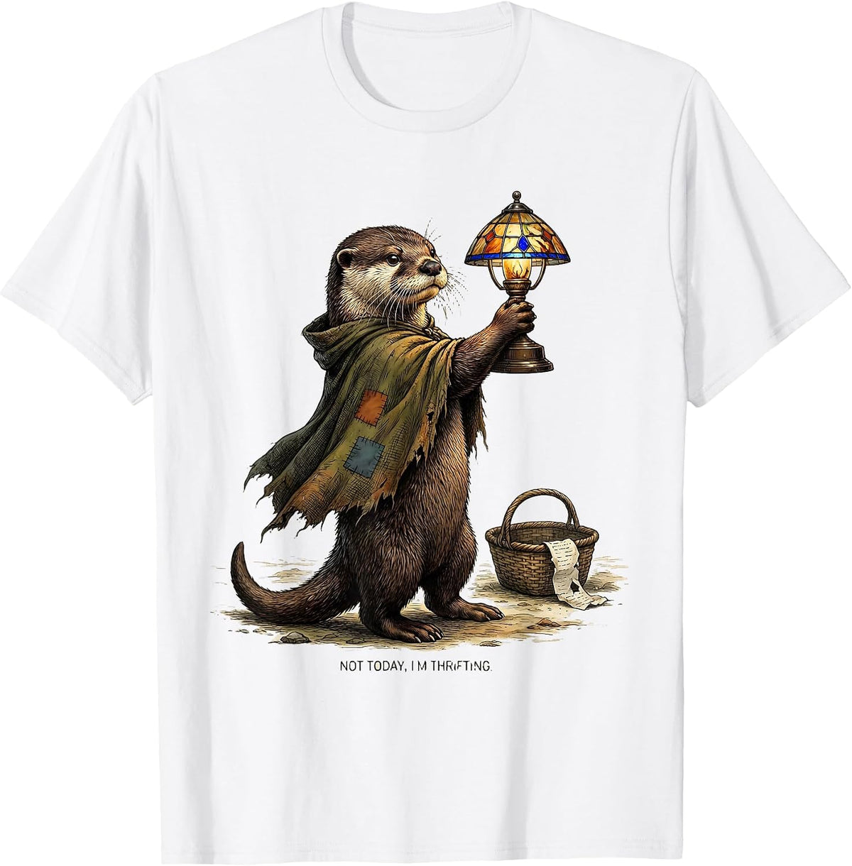 Men's Not Today, I'm Thrifting Funny Otter Thrifting Collector T-Shirt - White