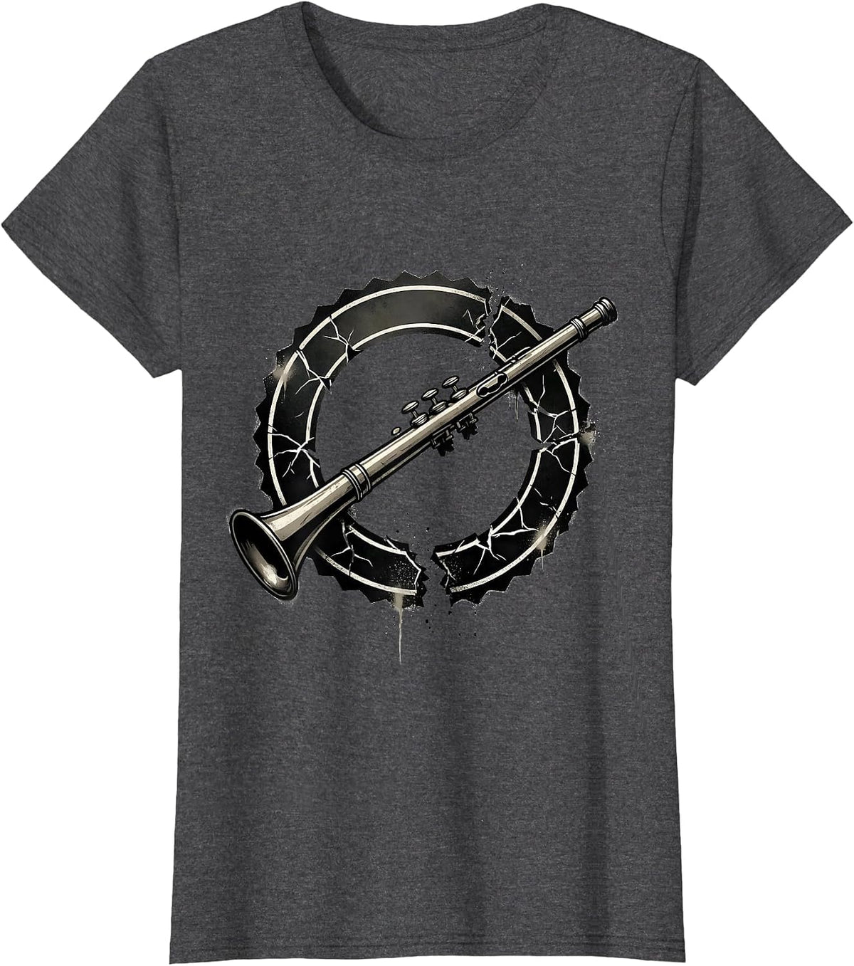 Women's Broken Flute Band Instrument Player Humor Gift T-Shirt - Dark Heather Grey