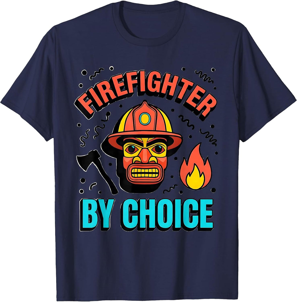 Men's Firefighter By Choice Brave Hero Design T-Shirt - Navy Blue