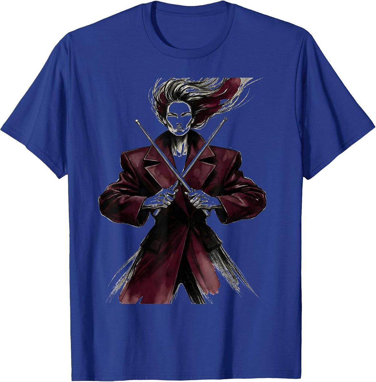 Drummer Drumsticks Crossed Band Music Graphic T-Shirt - Royal Blue
