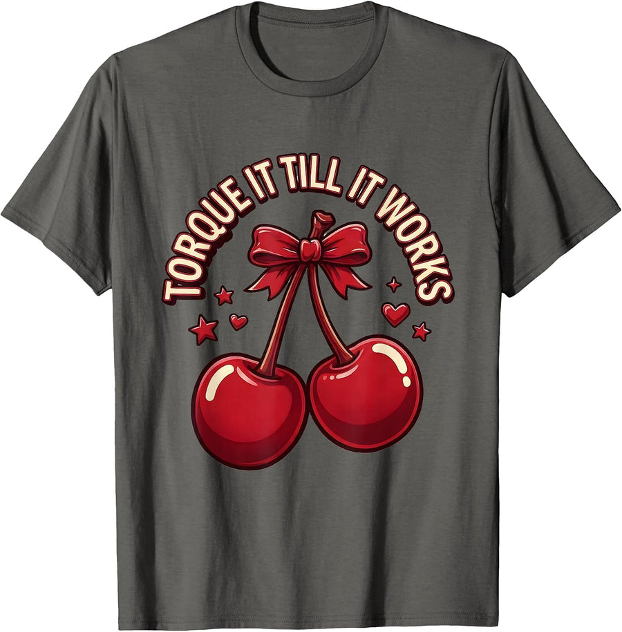 Torque It Till It Works Mechanic Design T-Shirt - Asphalt Grey