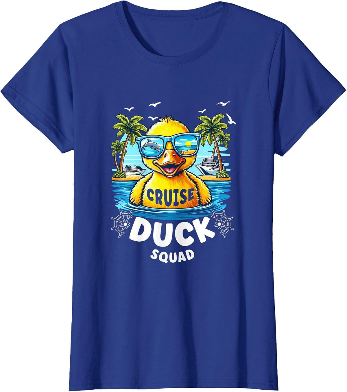 Funny Duck Cruise Rubber Duck Squad Vaction Cruise Ship T-Shirt - Royal Blue