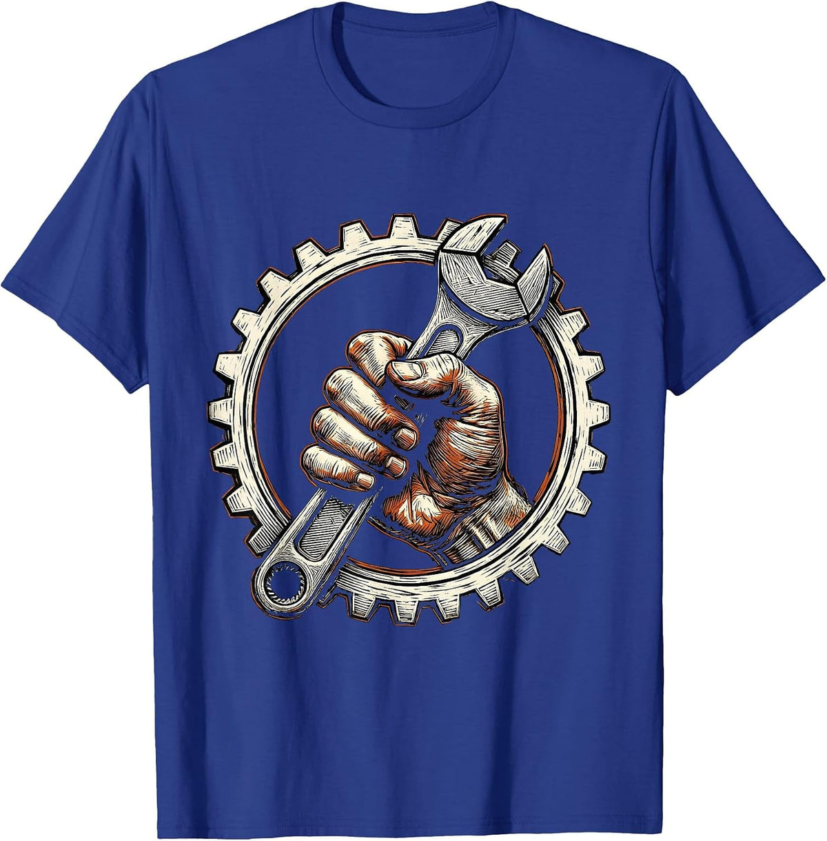 Men's Grease Monkey Mechanic Wrench Graphic T-Shirt - Royal Blue