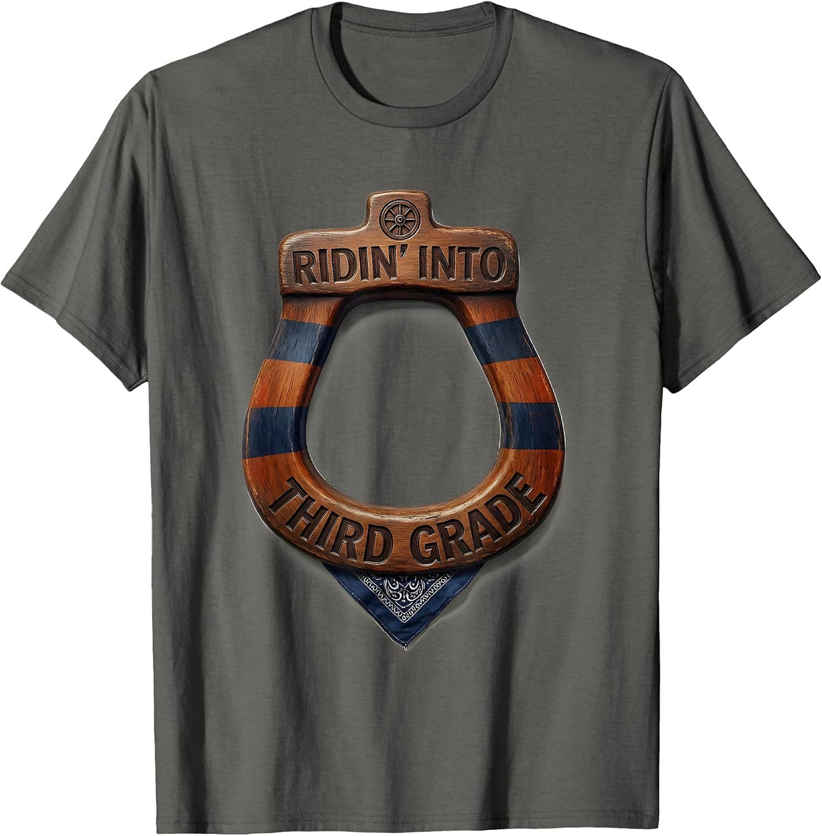Men's Ridin Into Third Grade Western 3rd Grade Teacher Back To T-Shirt - Asphalt Grey