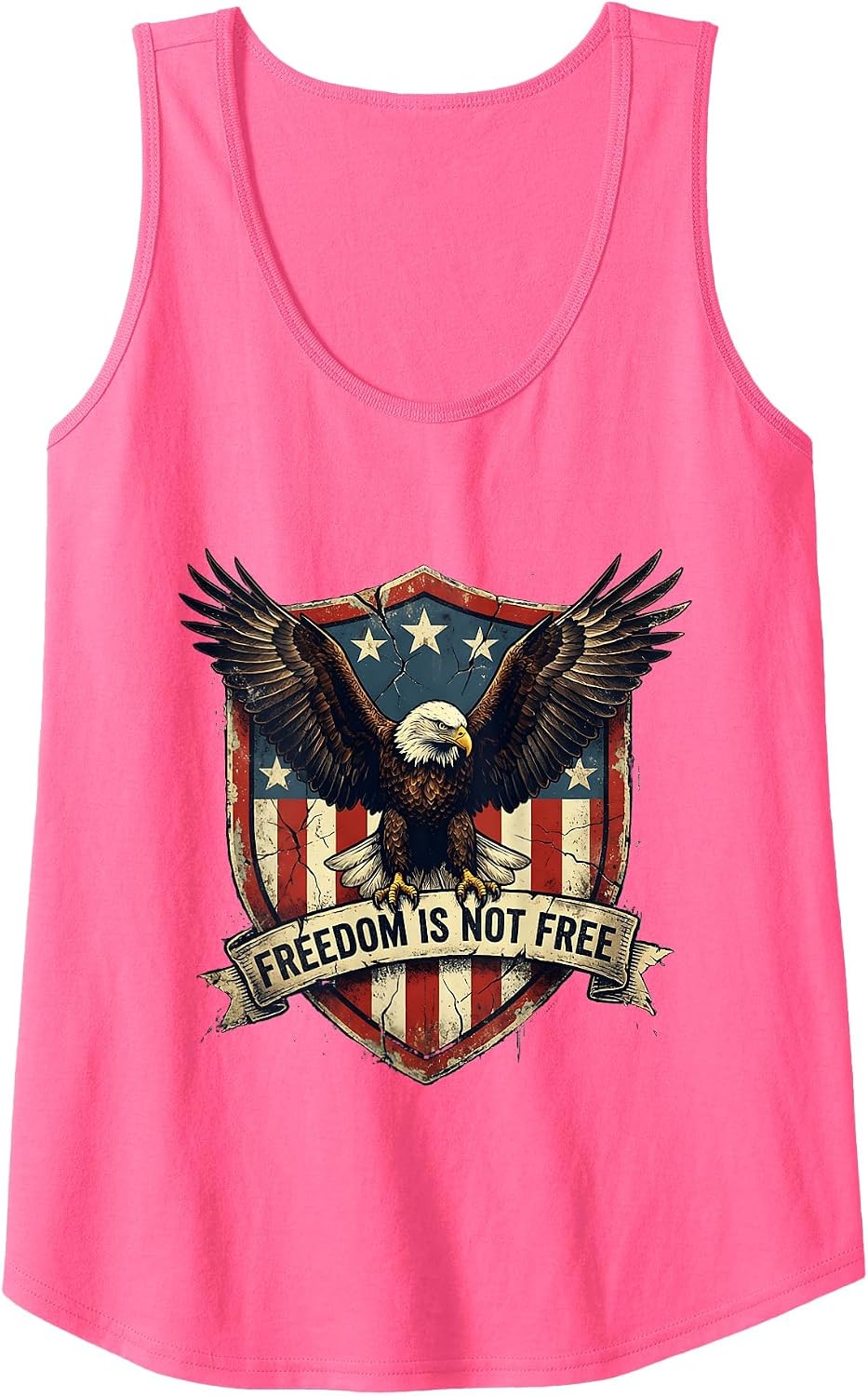 Freedom Is Not Free Fourth of July Men's Design Tank Top - Neon Pink
