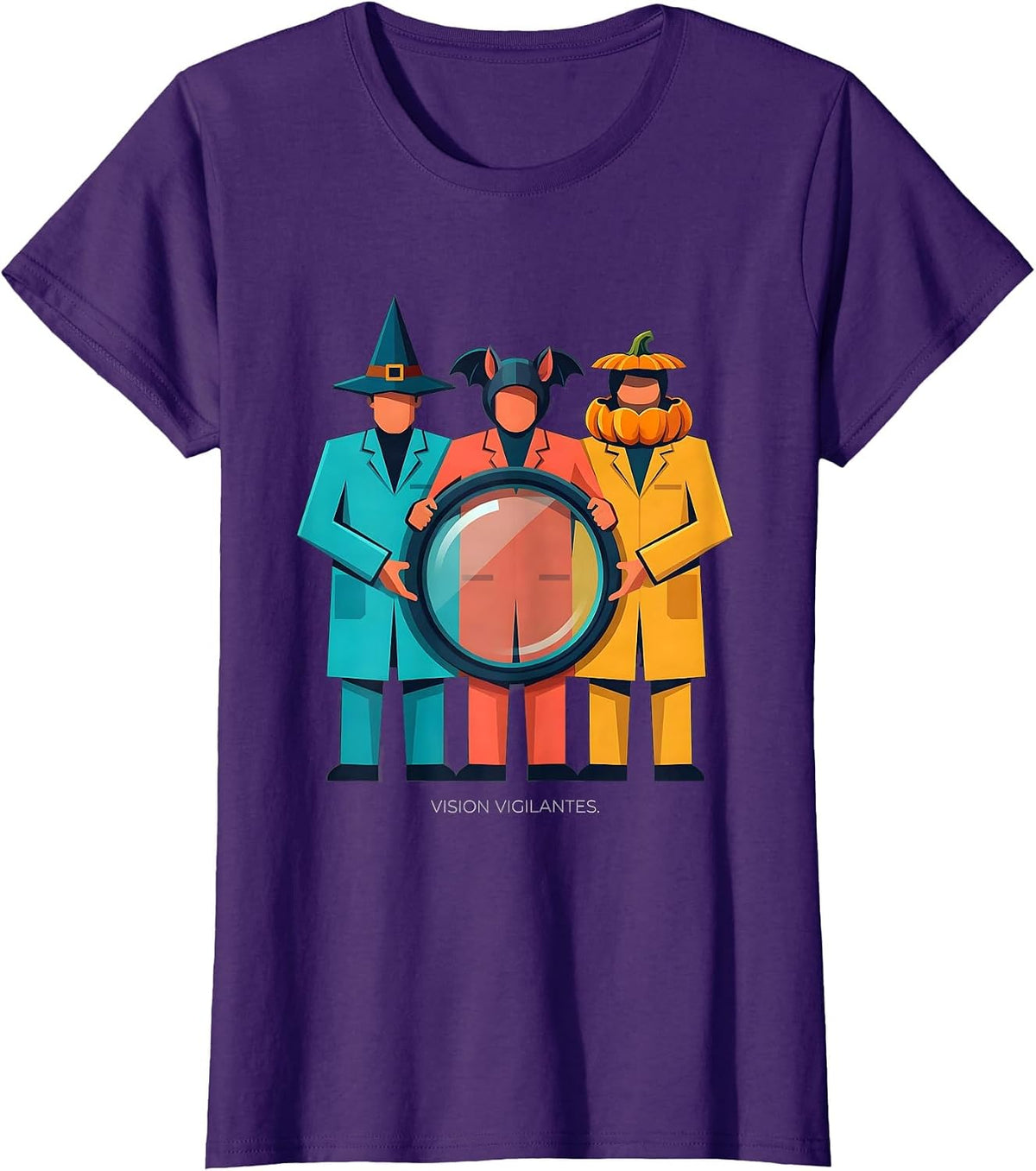 Women's Vision Vigilantes Flat Vector Halloween Optometrist Eye T-Shirt - Purple
