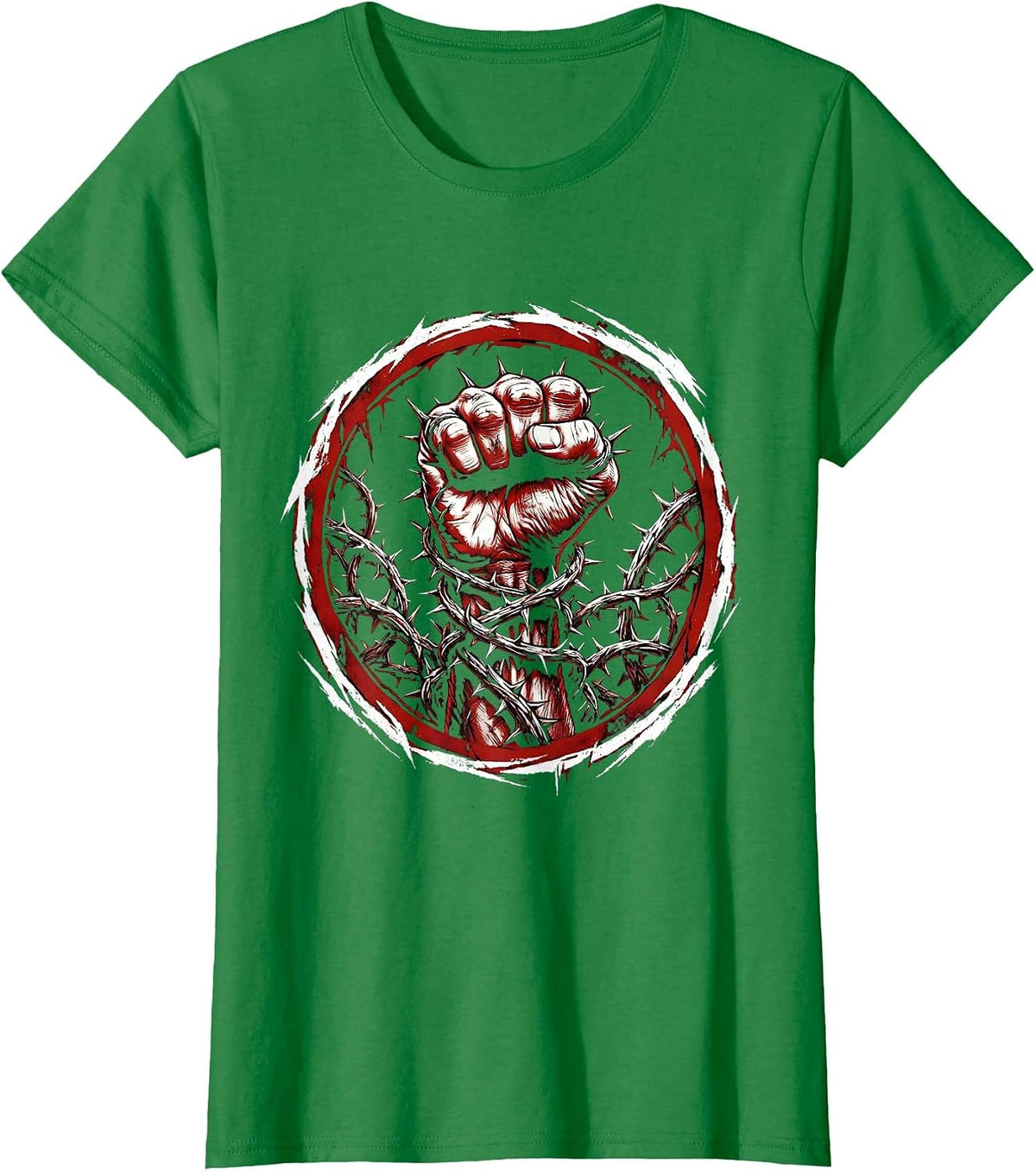 Raised Fist Thorned Vine Resistance Graphic T-Shirt - Kelly Green