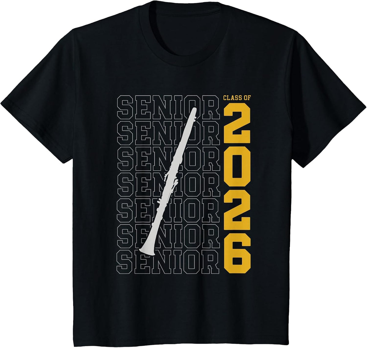 Class of 2026 Senior Clarinet Player for Clarinetist T-Shirt - Black