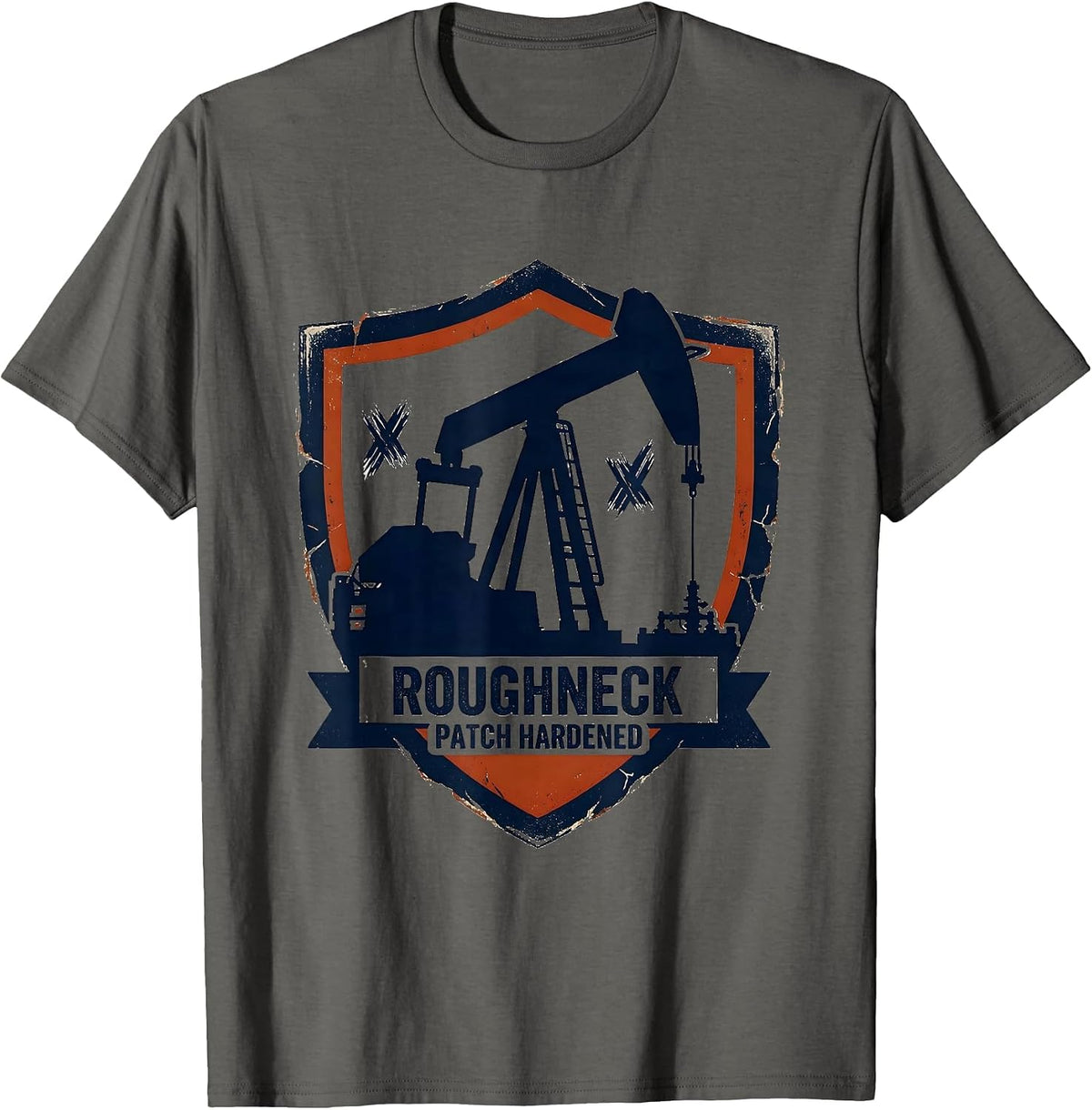 Roughneck, Patch Hardened Oilfield Worker Rugged T-Shirt - Asphalt Grey