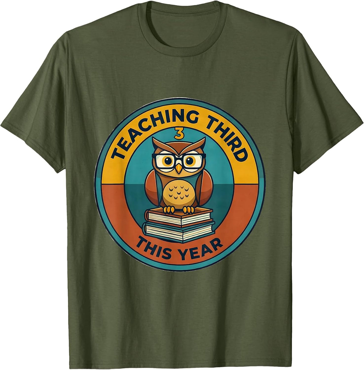 Men's Teaching Third This Year Midcentury Modern Teacher Grade T-Shirt - Olive Green