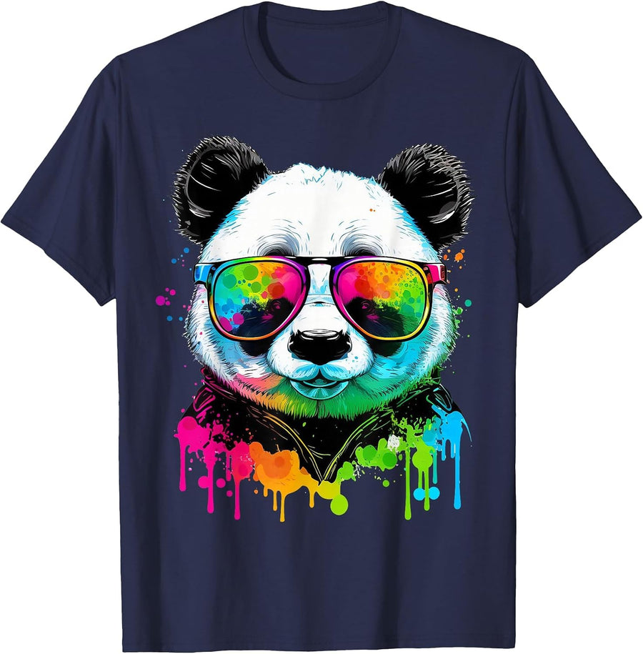 Cute Panda Lover Animal on Panda T-Shirt - Navy Blue