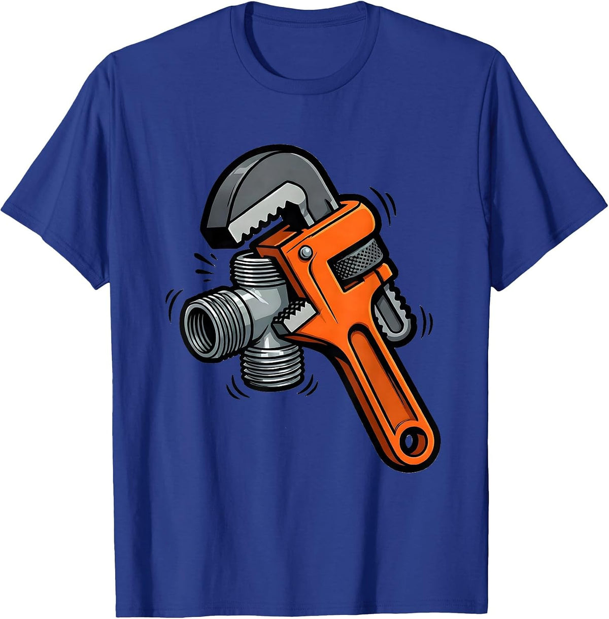 Pipe Wrench Clamped Funny Plumber Pipefitter Gift T-Shirt - Royal Blue