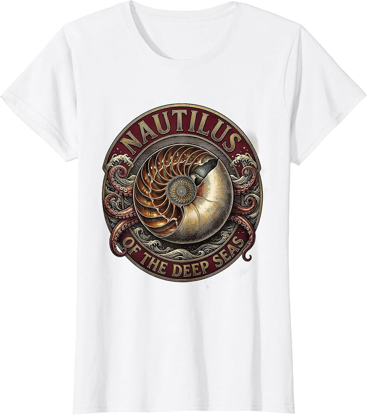 Nautilus Of The Deep Seas Ocean Creature Design T-Shirt - White