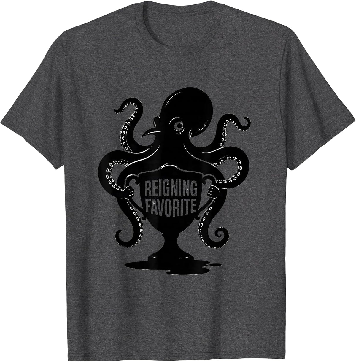 Men's Octopus Reigning Favorite Vintage Japanese Octopus Lover T-Shirt - Dark Heather Grey