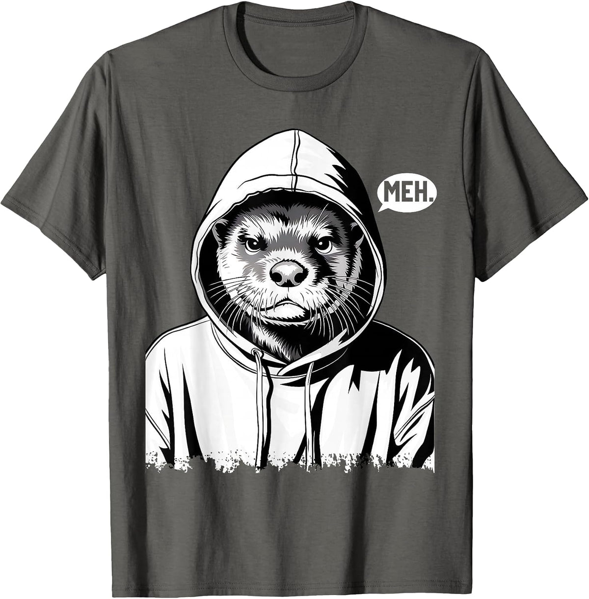 Funny Meh Otter for Otters Lovers T-Shirt - Asphalt Grey
